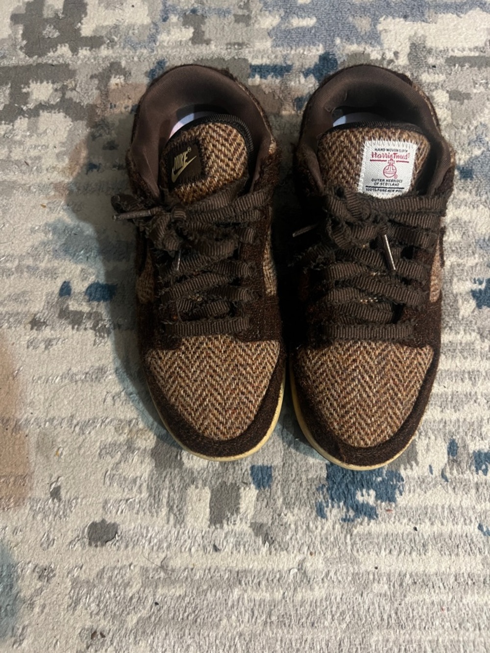 Nike Brown Tweed Low-Top Sneakers with Suede Trim